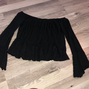 Black long sleeve off the shoulder top